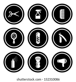 Salon & Barber Shop Circle Icon Set