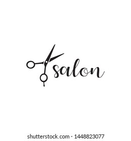 salon barber shop logo design with scissors concept idea