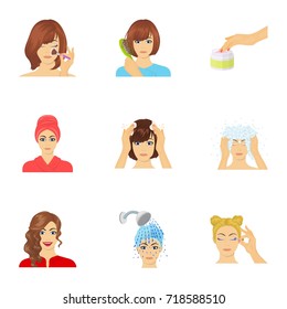 Salon, bathroom, hygiene and other web icon in cartoon style. Shampoo, hairdresser, cosmetic, icons in set collection.