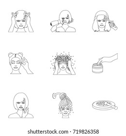 Salon, bathroom, hygiene and other web icon in outline style. Shampoo, hairdresser, cosmetic, icons in set collection.