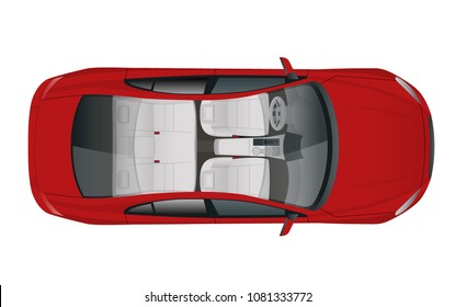 Salon Car Sedan View From Above, Vector Illustration