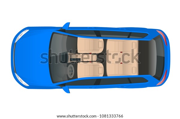 Salon car\
wagon view from above, vector\
illustration