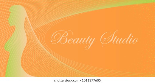 salon card in orange tones