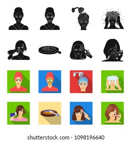 Salon, care, hygiene and other web icon in black,flet style. Hands, hairdresser, beauty, icons in set collection.