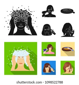 Salon, care, hygiene and other web icon in black, flat style. Hands, hairdresser, beauty, icons in set collection.