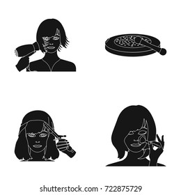 Salon, care, hygiene and other web icon in black style. Hands, hairdresser, beauty, icons in set collection.