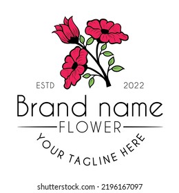 logotipo de diseño vectorial de cuidado de salón. hojas y ramas florales en un estilo sencillo y minimalista