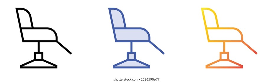 salon chair icon. Linear, Blue Fill and Gradient Style Design Isolated On White Background