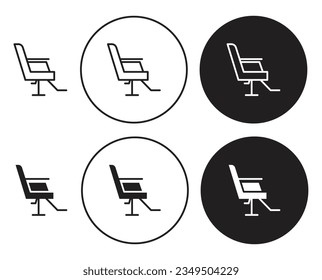 Salonstuhl, Vektorsymbol. Friseur-Friseur-Massagesessel Symbol. Haarsalonzeichen in schwarzer Farbe.