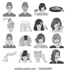 Salon, cosmetic, hairdresser and other web icon in monochrome style. Attire, cosmetology, hygiene, icons in set collection.