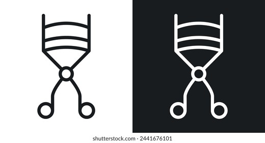 Salon Eyelash Curler Beauty Icons. Eye Lash Enhancement and Styling Tool Symbols.