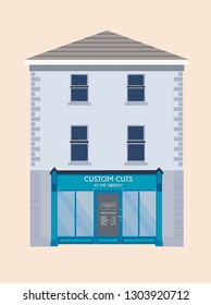 Salon Flat Shop Front Minimal Vector Illustration