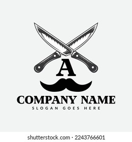 Salon and Hair Cutting Logo on Letter A Sign. Barber Shop Icon with Logotype Concept