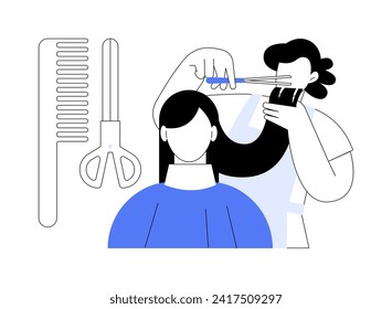 Salon haircut isolated cartoon vector illustrations. Young girl doing hair cutting in the beauty salon, people lifestyle, appearance care, body treatment, holding scissors vector cartoon.