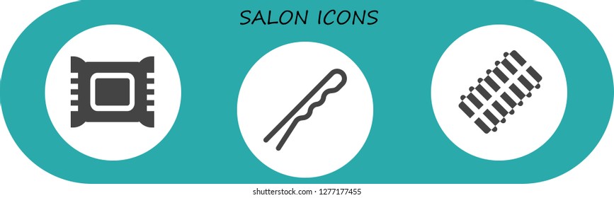  salon icon set. 3 filled salon icons. Simple modern icons about  - Makeup remover, Hairpin, Hair curler