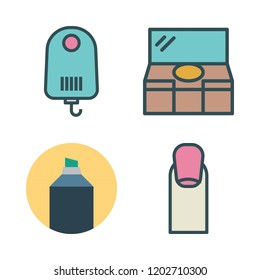 salon icon set. vector set about dresser, highlighter, nail and shaver icons set.