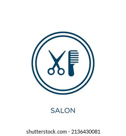 salon icon. Thin linear salon outline icon isolated on white background. Line vector salon sign, symbol for web and mobile