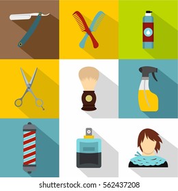 Salon icons set. Flat illustration of 9 salon vector icons for web