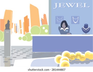 Salon jewel store. Vector