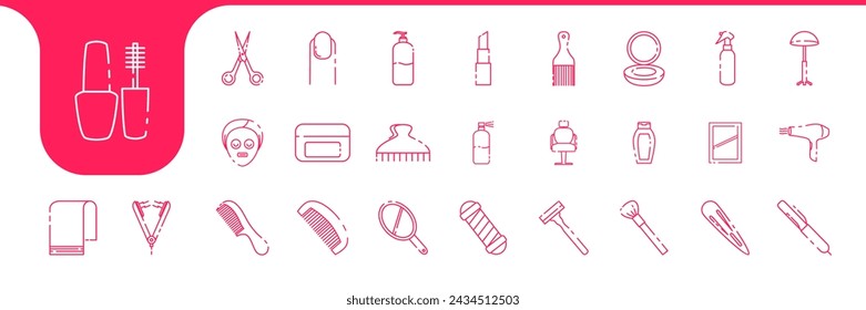 salon lines icon set collection design vector