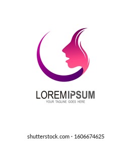 Salon logo with beautiful design illustration, Woman, cosmetic logo