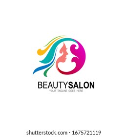 Salon logo with beautiful design illustration, Woman, cosmetic logo