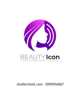 Salon logo and circle design combination, girl logos