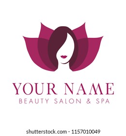 Salon logo, lotus flower + woman face 