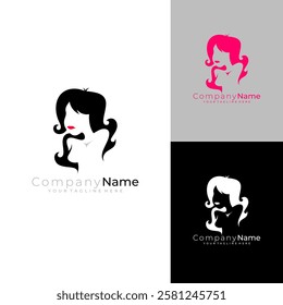Salon logos, Beautiful woman logo with simple design