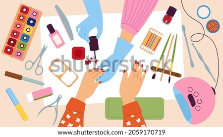 nail care top view color background