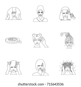 Salon, means, hygiene, and other web icon in outline style.Smile, hairdresser, cosmetic, icons in set collection.