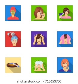 Salon, means, hygiene, and other web icon in flat style.Smile, hairdresser, cosmetic, icons in set collection.