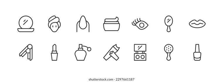 salon related premium icon set. Vector elements with editable stroke. Isolated on a white background