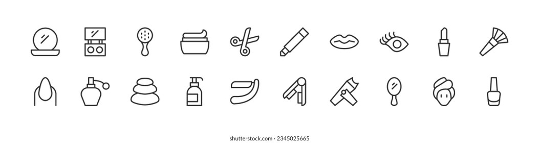 salon related premium icon set. Vector elements with editable stroke. Isolated on a white background