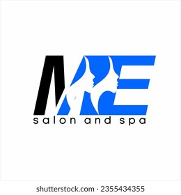 Salon and spa logo design. Illustration of the word ME with the silhouette of two women's faces.