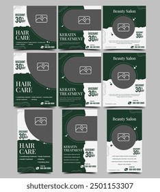 Salon treatment promotion social media post template. Usable for square feed, horizontal feed, and story post.