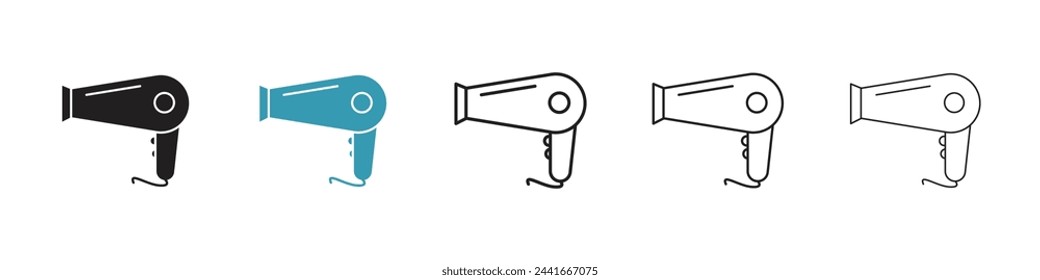 Salon-Grade Hair Dryer Icons. Professional Blow Dryers and Hairstyling Tools.