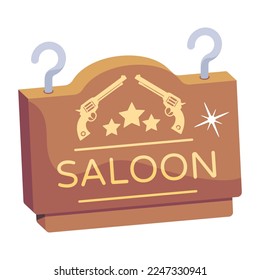 El icono 2d de la placa de Saloon está listo para su uso  