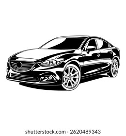 ilustração de vetor de desenho de linha de carro sedan