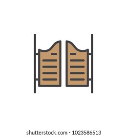 Saloon door filled outline icon, line vector sign, linear colorful pictogram isolated on white. Symbol, logo illustration. Pixel perfect vector graphics