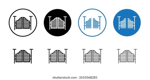 Saloon door icon Black and white outline vector