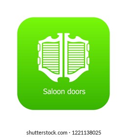 Saloon door icon green vector isolated on white background