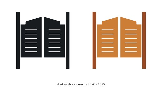 Saloon door icons in black and colored version