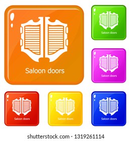 Saloon door icons set collection vector 6 color isolated on white background