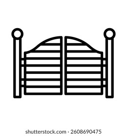 Saloon Door Vector Line Icon Design