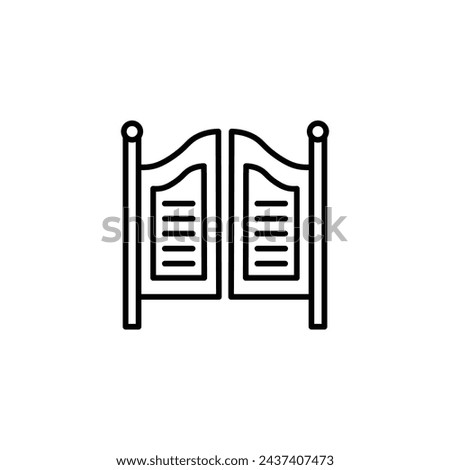 Saloon door vector line icon illustration.
