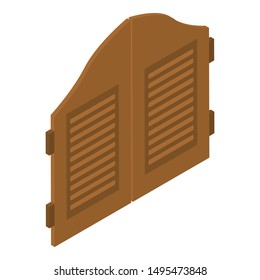 Saloon doors icon. Isometric of saloon doors vector icon for web design isolated on white background