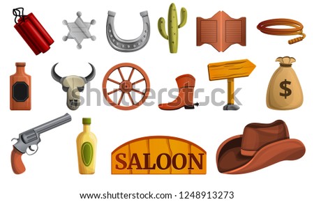 Saloon icon set. Cartoon set of saloon vector icons for web design