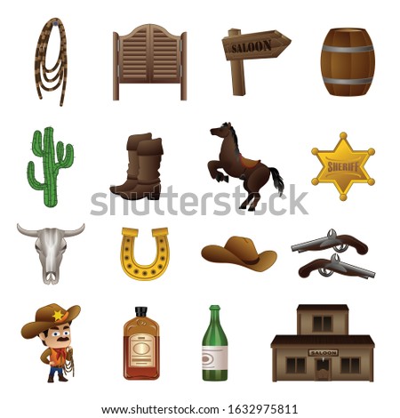 Saloon icons set. Cartoon set of saloon vector icons for web design