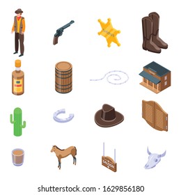 Saloon icons set. Isometric set of saloon vector icons for web design isolated on white background